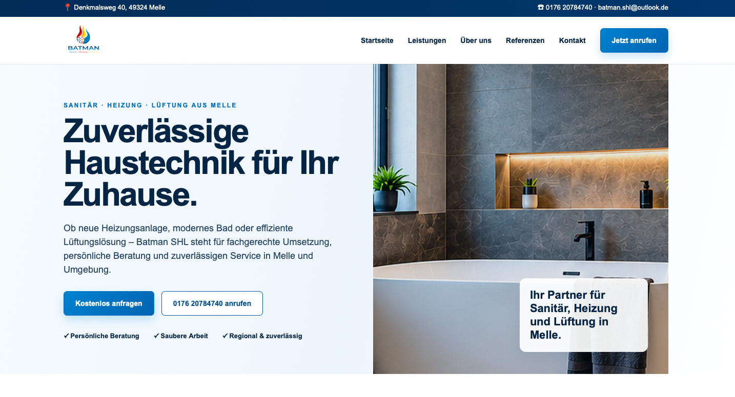 Batman SHL Website – Projektvorschau
